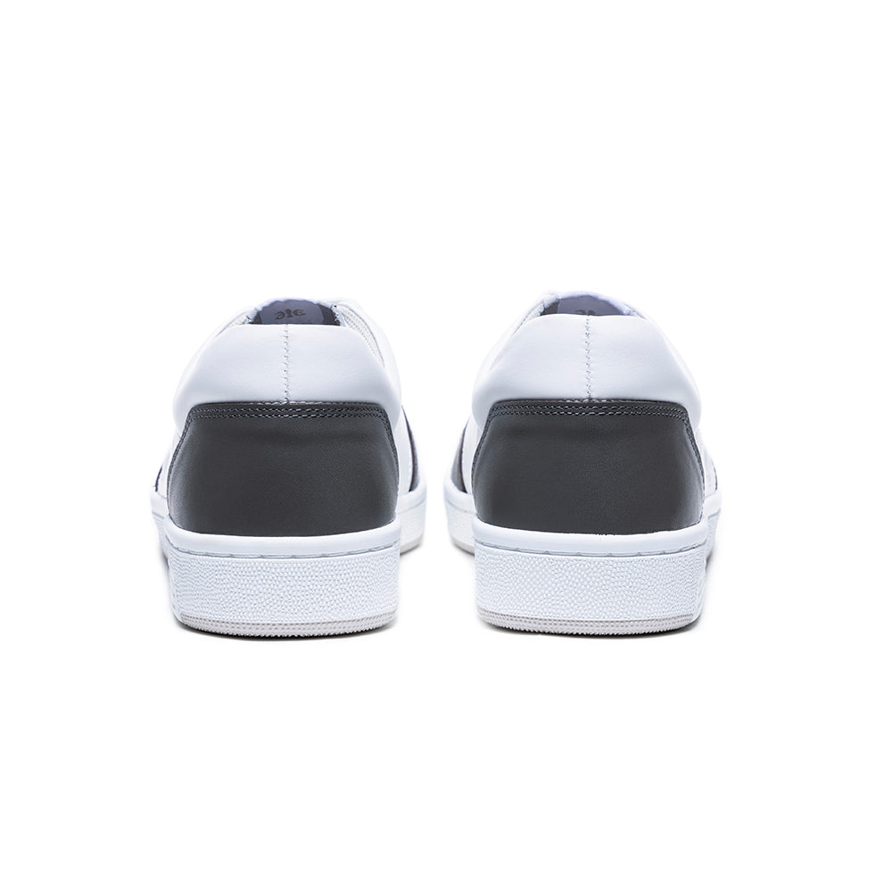 Men's Maker White Gray Logo Leather Sneakers 08221-080