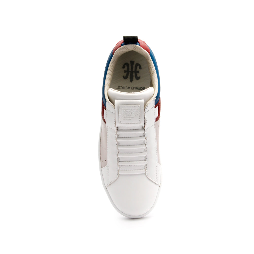 Women's Icon Manhood White Blue Maroon Leather Sneakers 92091-815