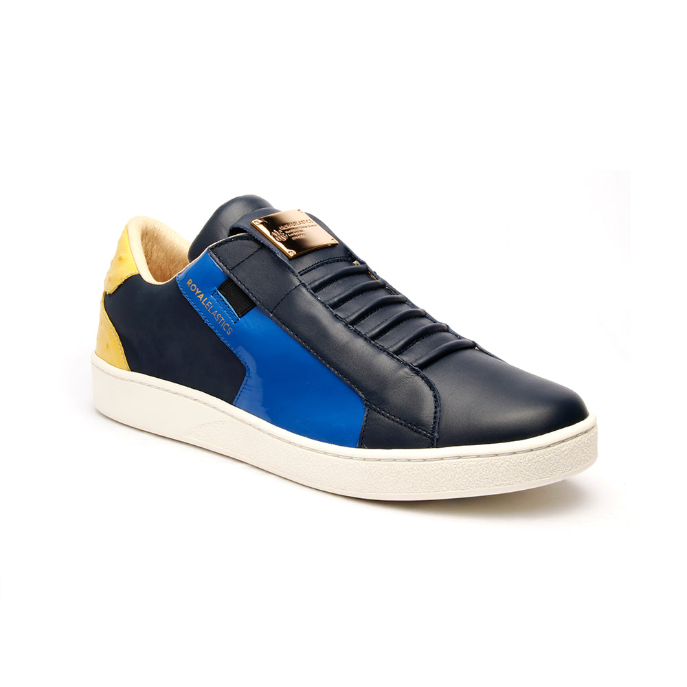 Men's Adelaide Navy Blue Yellow Leather Sneakers 02684-553