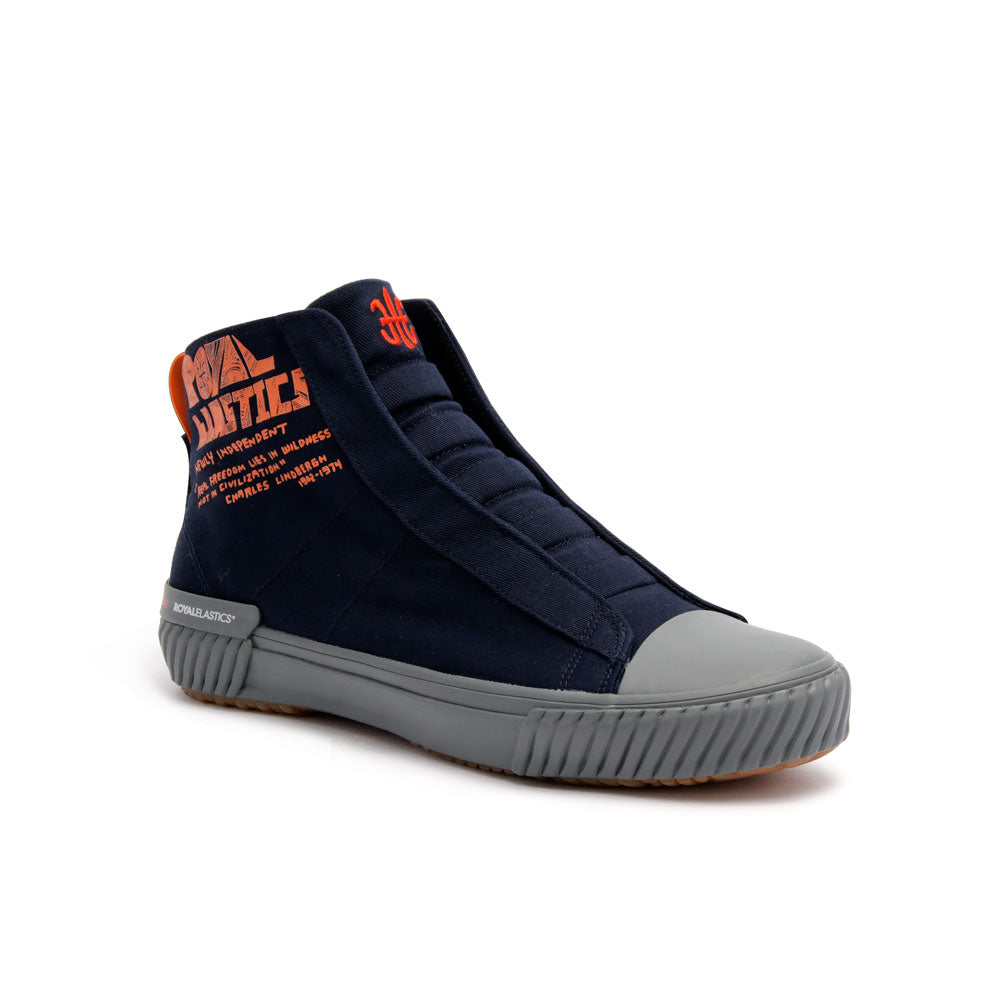 Women's Harajuku Navy Orange Canvas High Tops 94784-551