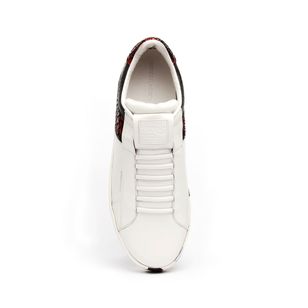 Men's Icon Deejay White Black Red Leather Sneakers 02082-019