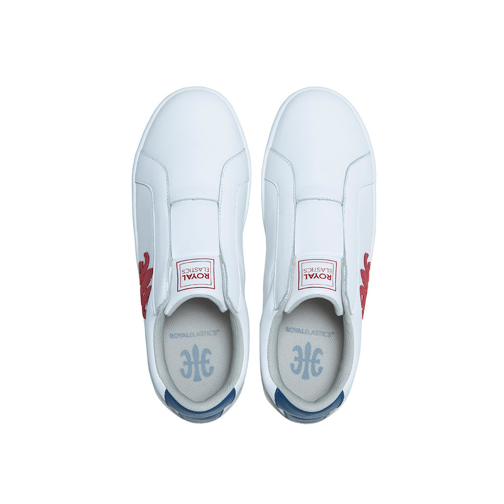 Women's Bishop White Red Blue Leather Sneakers 91721-051