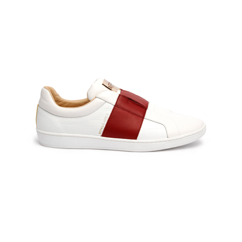 Men's Duke Straight White Red Leather Sneakers 00584-001