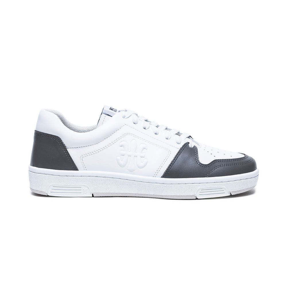 Men's Maker White Gray Logo Leather Sneakers 08221-080