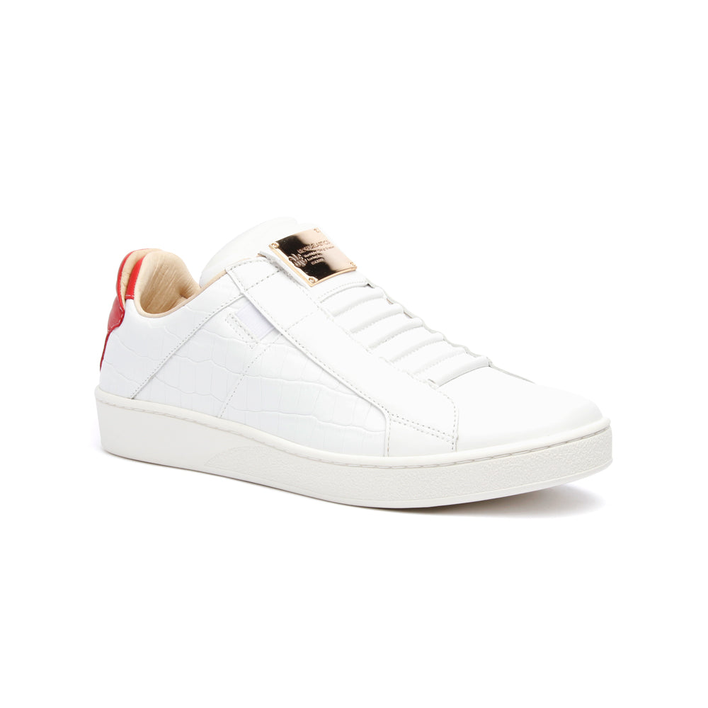 Men's Icon SBI White Red Leather Sneakers 02583-081