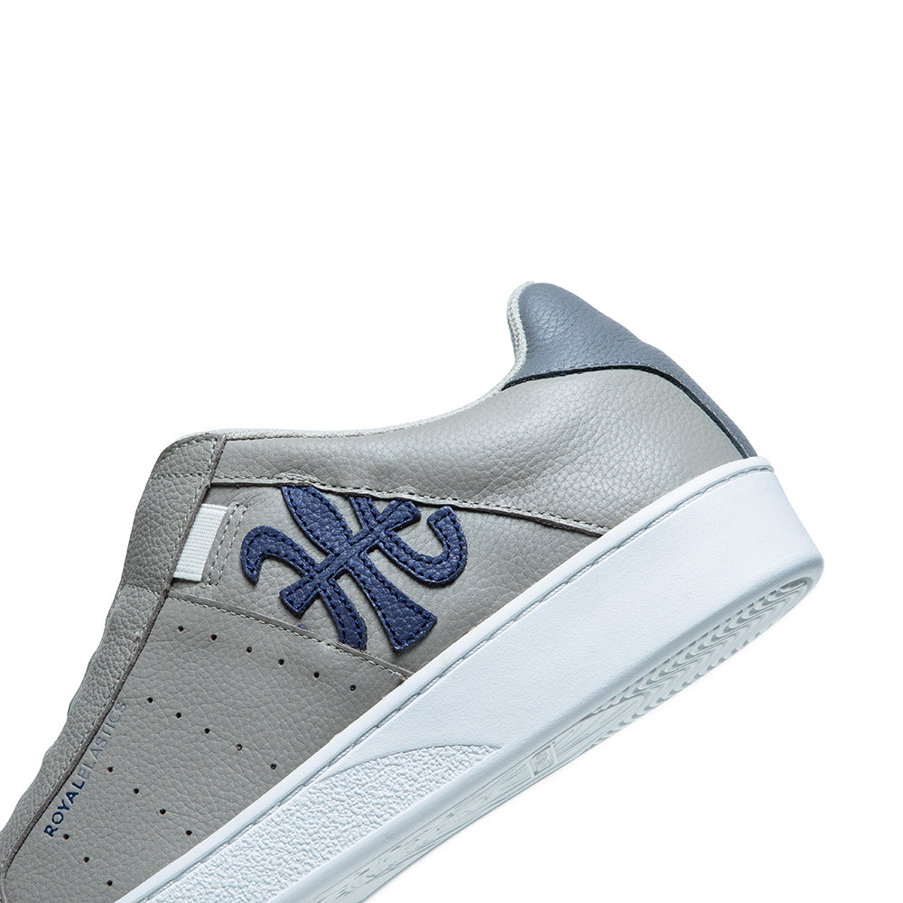 Women's Icon Gray Blue Logo Leather Sneakers 91921-885