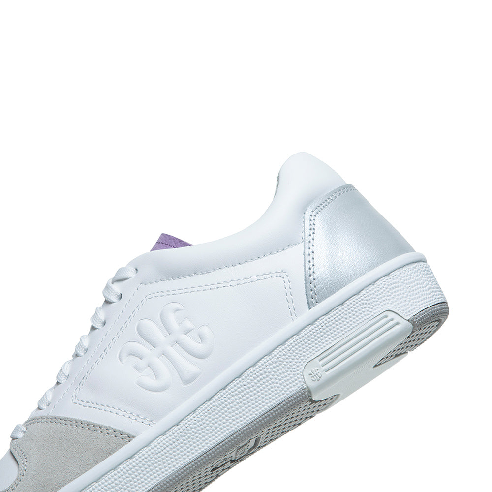 Women's Maker White Purple Gray Logo Leather Sneakers 98214-086