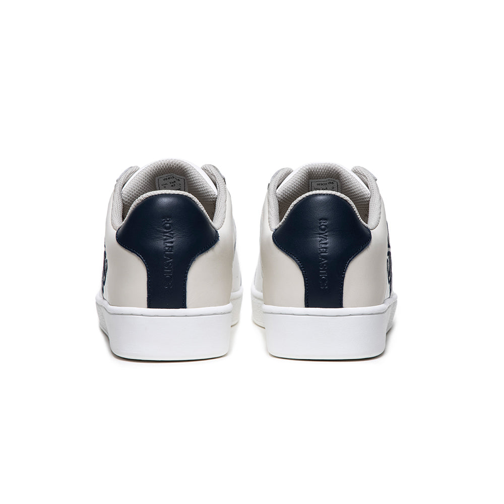 Men's Icon White Blue Gray Logo Leather Sneakers 01923-058