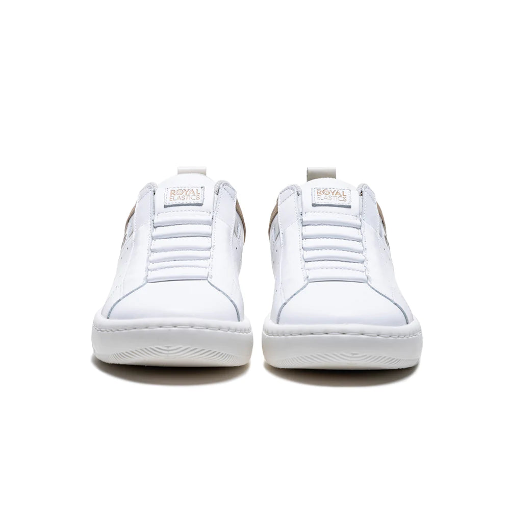 Women's Icon 2.0 White Gold Logo Leather Sneakers 96523-077