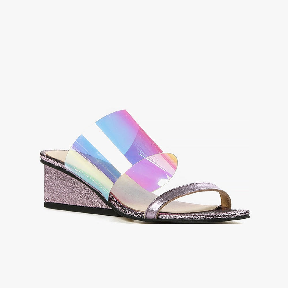 CLEAR WEDGE Silver Sandal