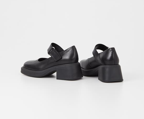 DORAH Black Leather Mary Janes