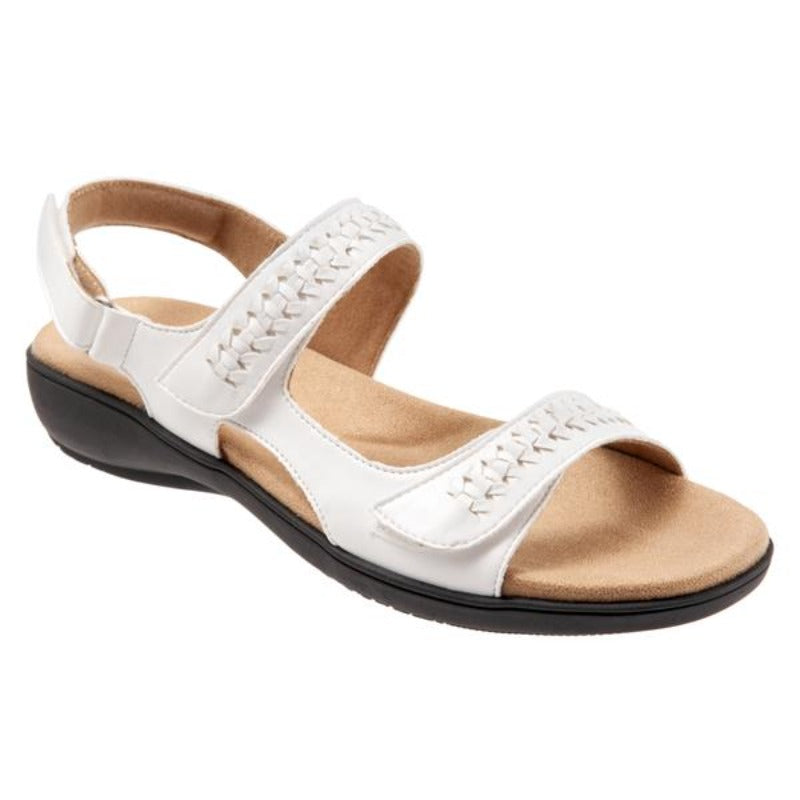 Trotters Romi Woven White Leather Sandal (Women)