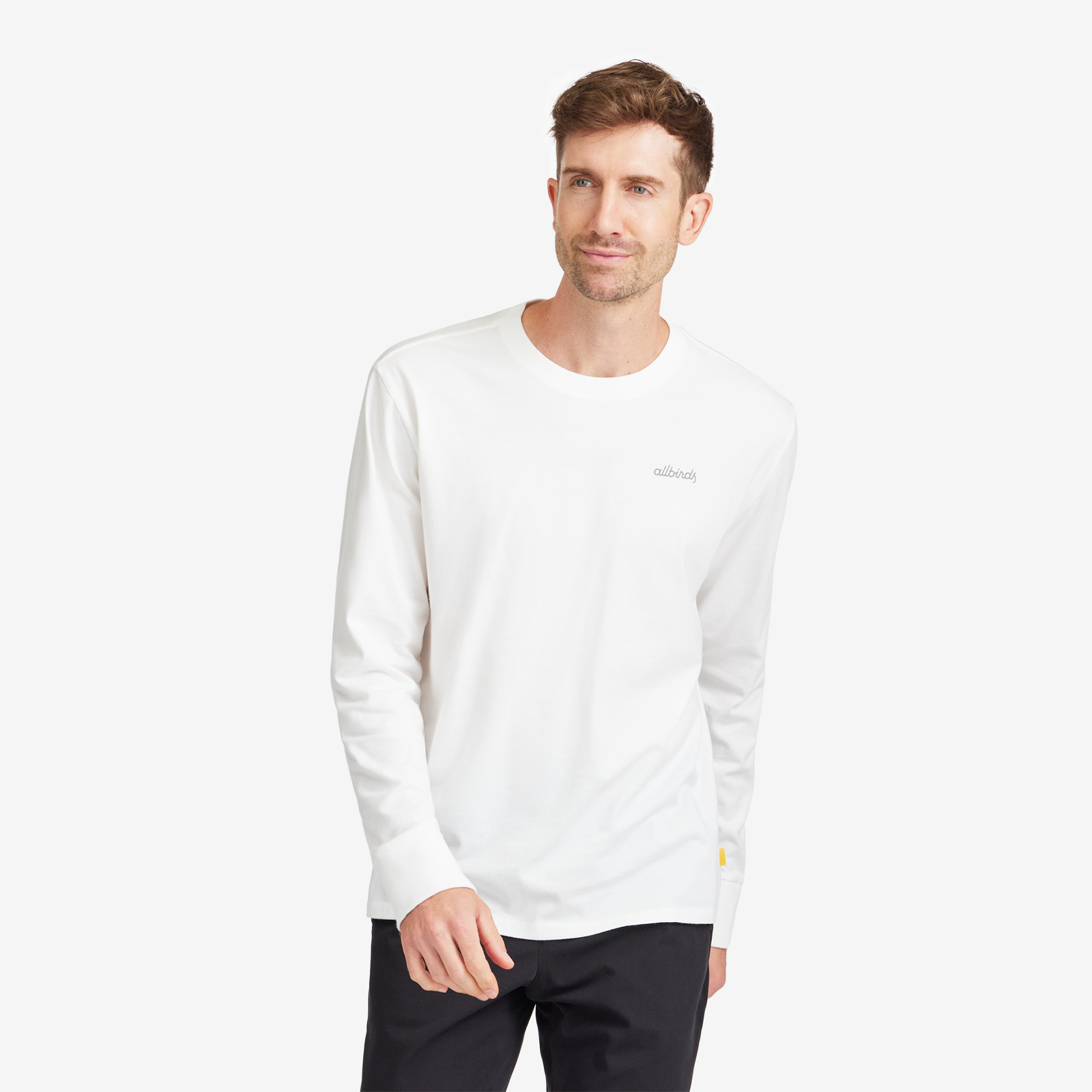 Men's Organic Cotton Long Sleeve Tee - Logo - Blizzard