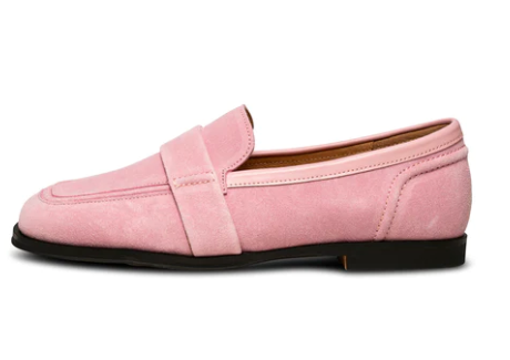 ERIKA Pink Suede Saddle Loafers