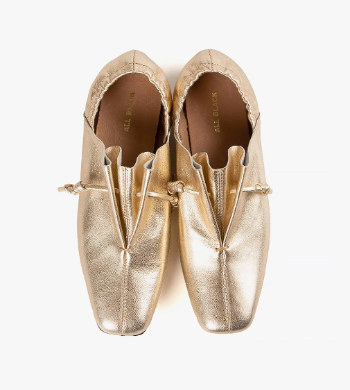 NU DANCE Gold Tie Flats