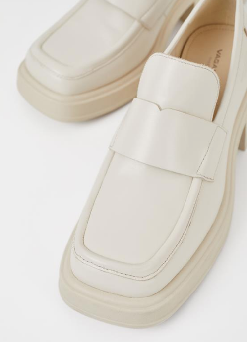 DORAH Off White Heeled Loafers