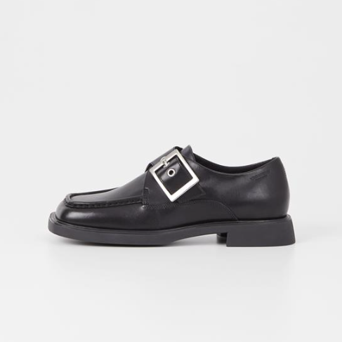 JACLYN Black Buckle Loafers