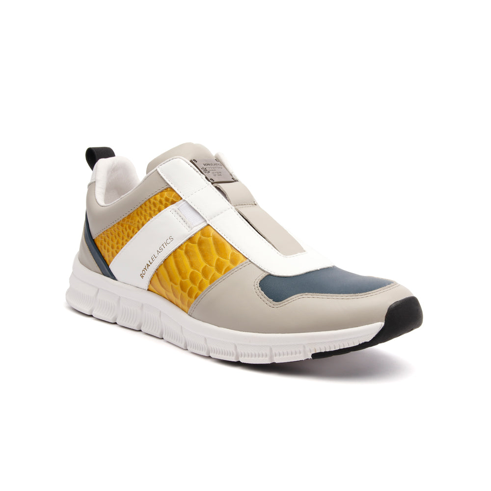 Men's Rider Gray Yellow Leather Sneakers 01183-380