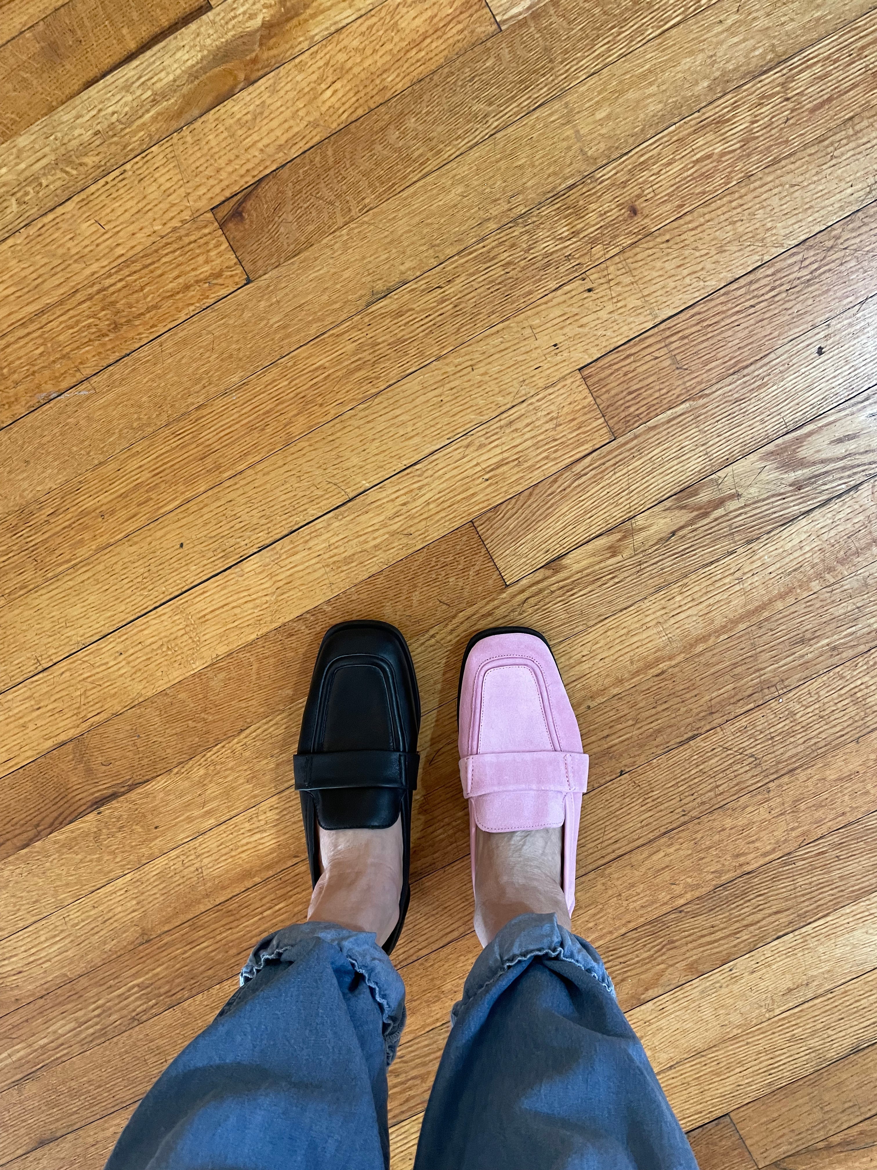 ERIKA Pink Suede Saddle Loafers