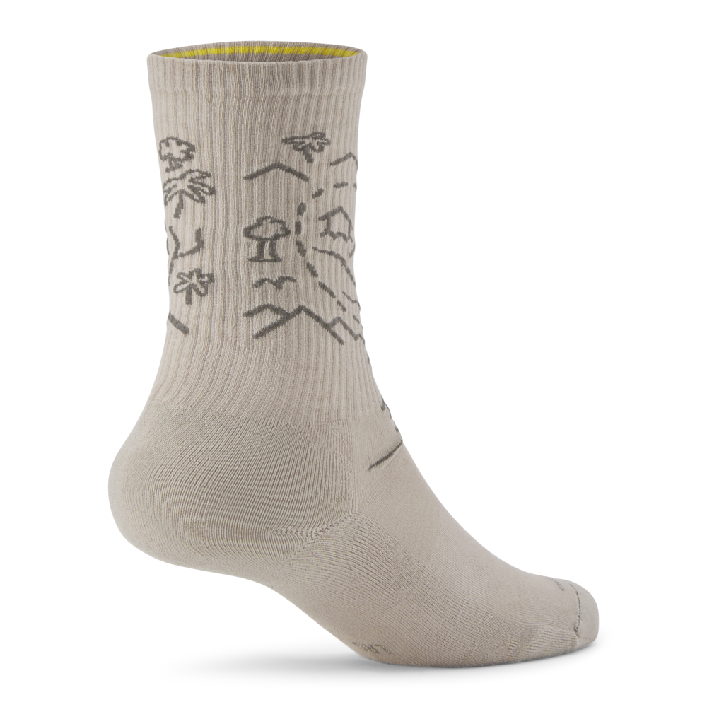 Anytime Crew Sock - Rugged Beige (Hazy Pine) - NZ Map