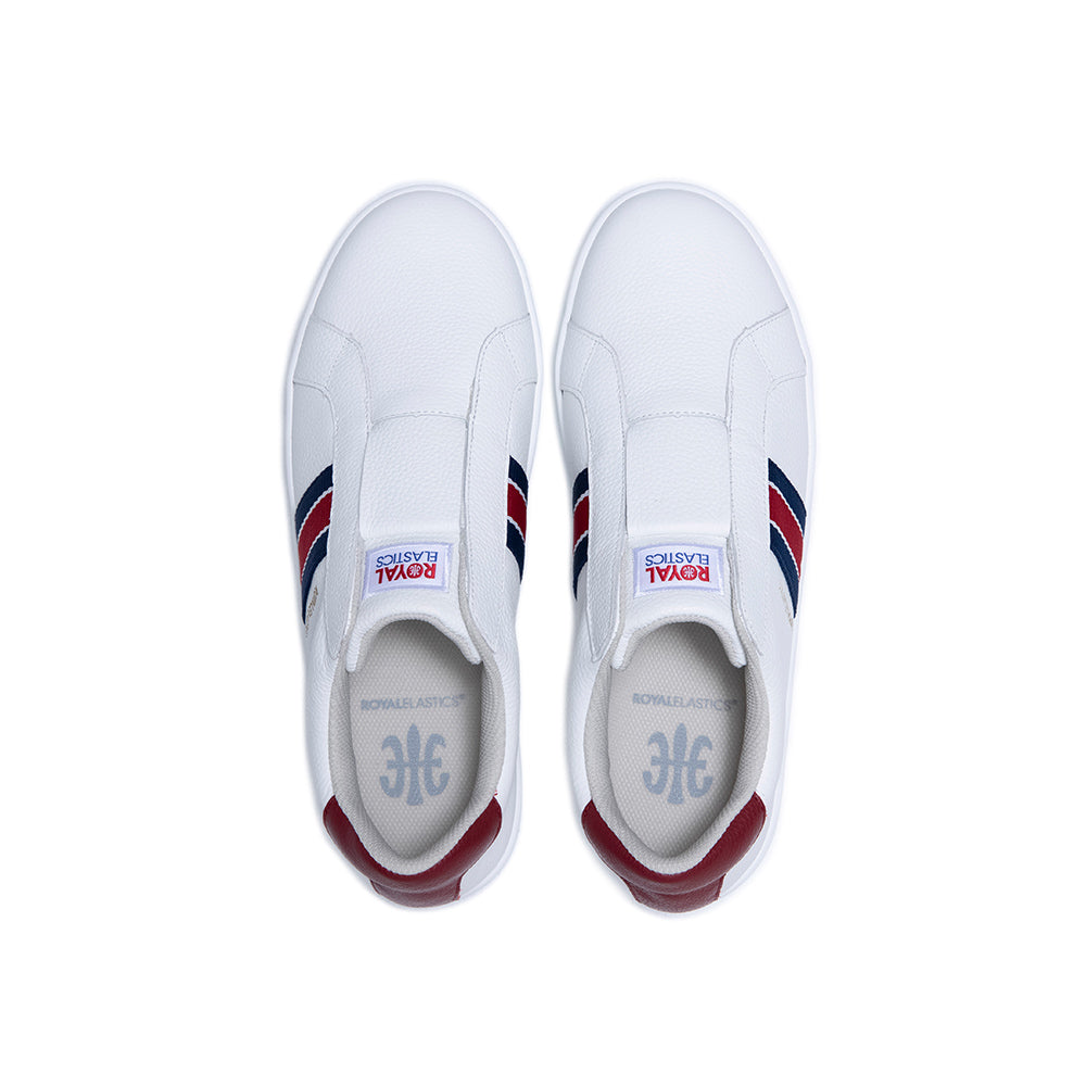 Men's Bishop White Red Blue Leather Sneakers 01722-015