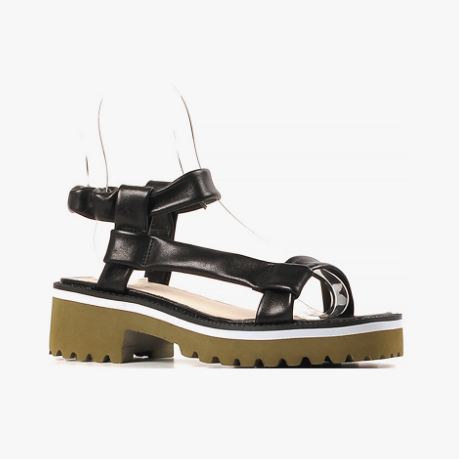 T LUGG Black Leather Sandal