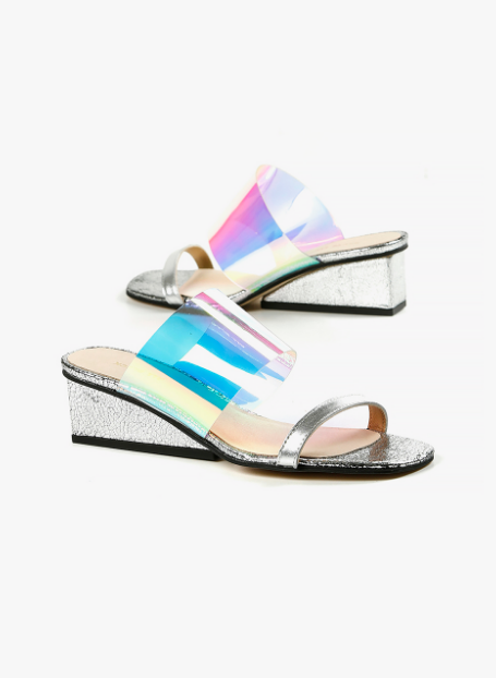 CLEAR WEDGE Silver Sandal