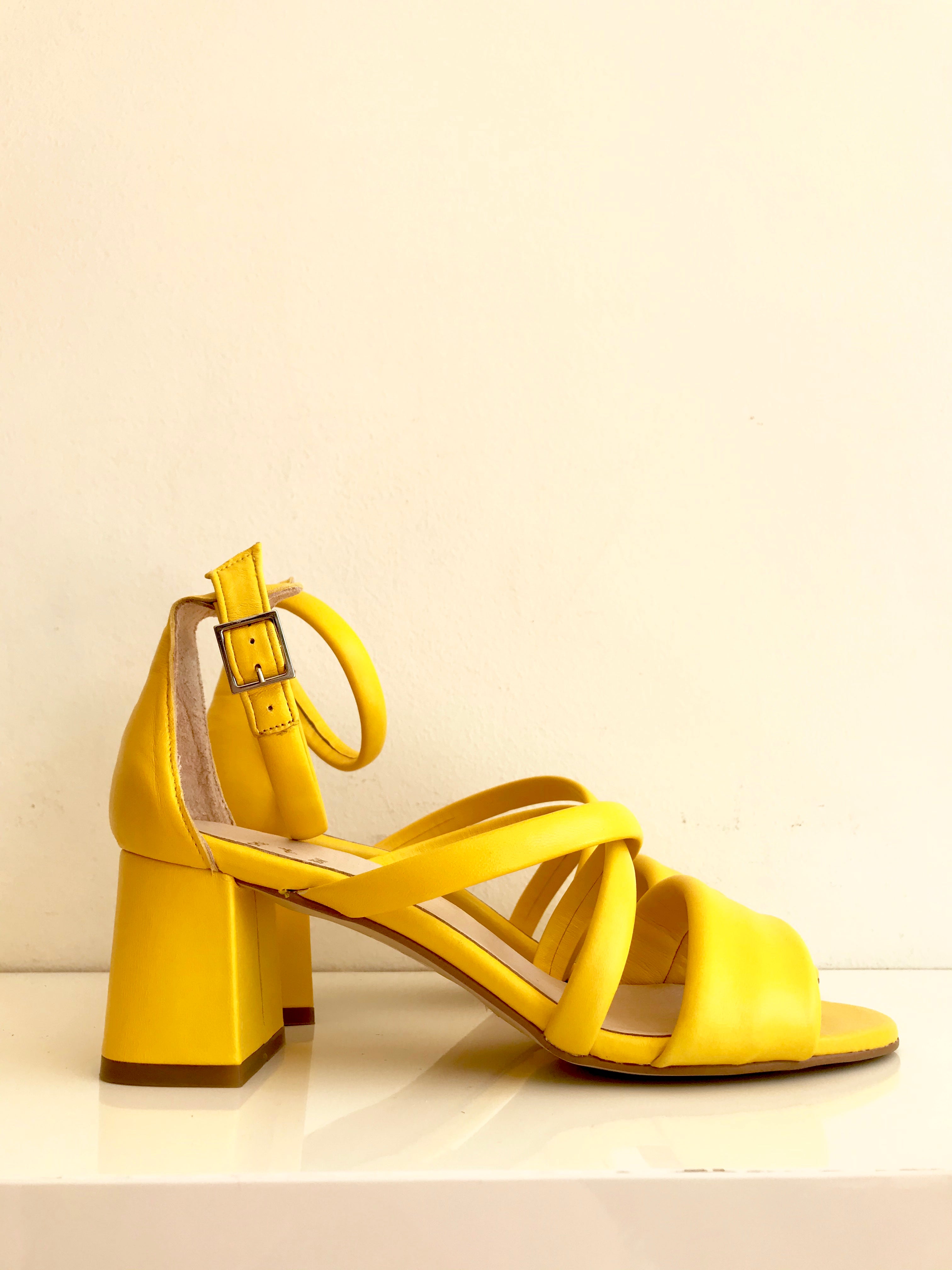 MAY PUFF | Bright Yellow Leather Sandal