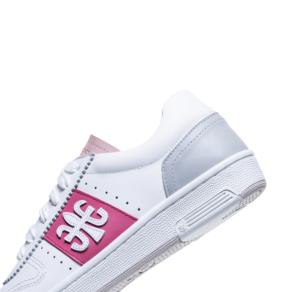 Women's Dreamer White Pink Logo Leather Sneakers 98121-011