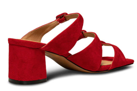 HANNA BUCKLE Red Suede Mules