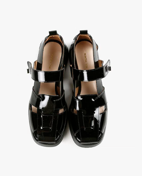 PATTY LOCK Black Patent Fisherman Sandal