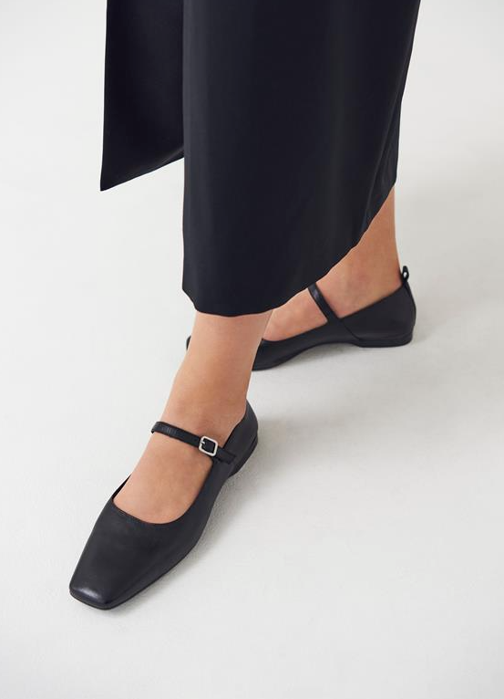 DELIA Black Leather Mary Janes