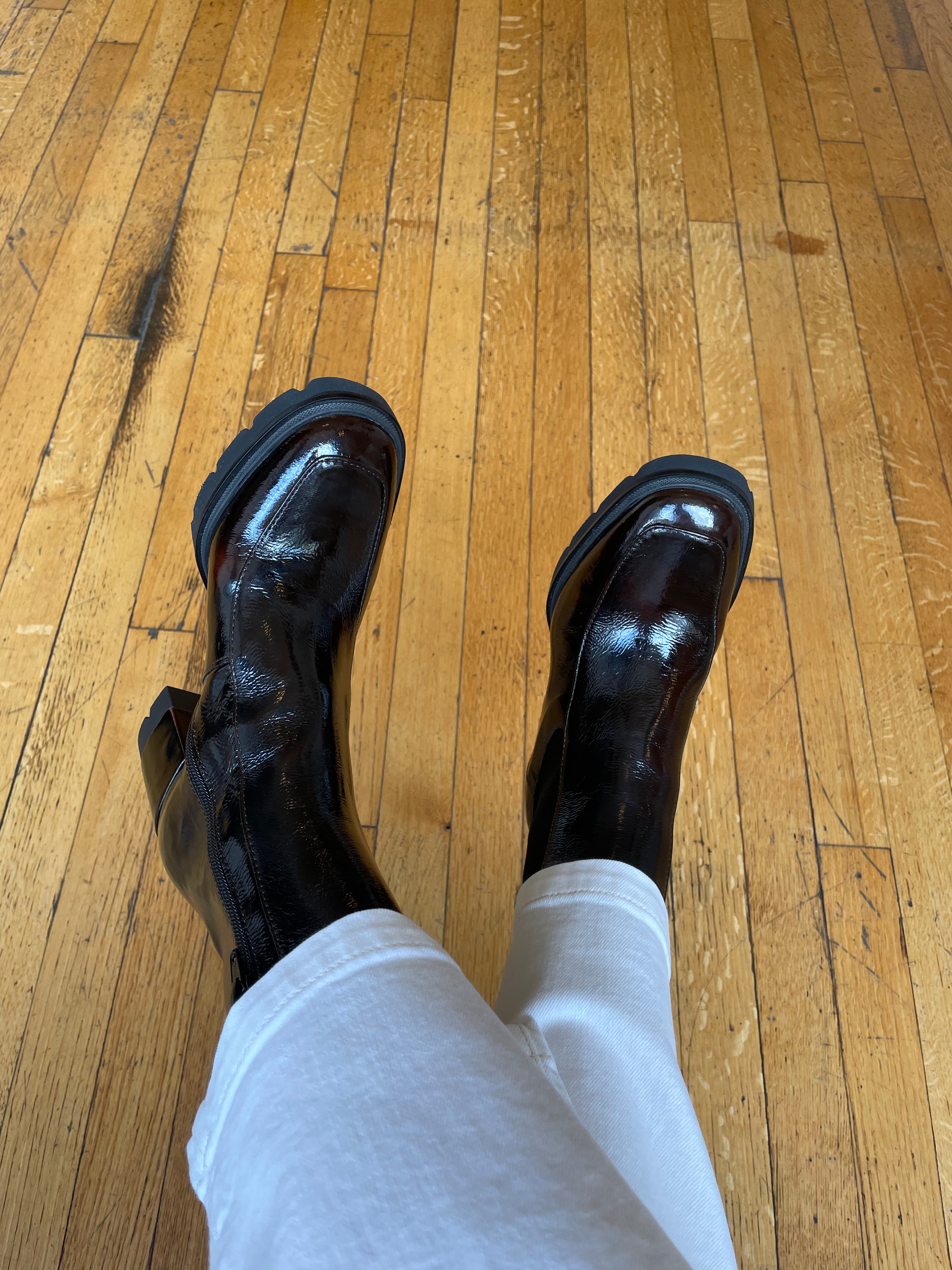 SHARON Patent Brown Ankle Boots