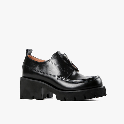 ZIP LUG Black Platform Shoes