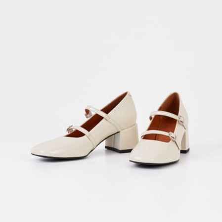 ADISON Cream Patent Mary Jane Pumps