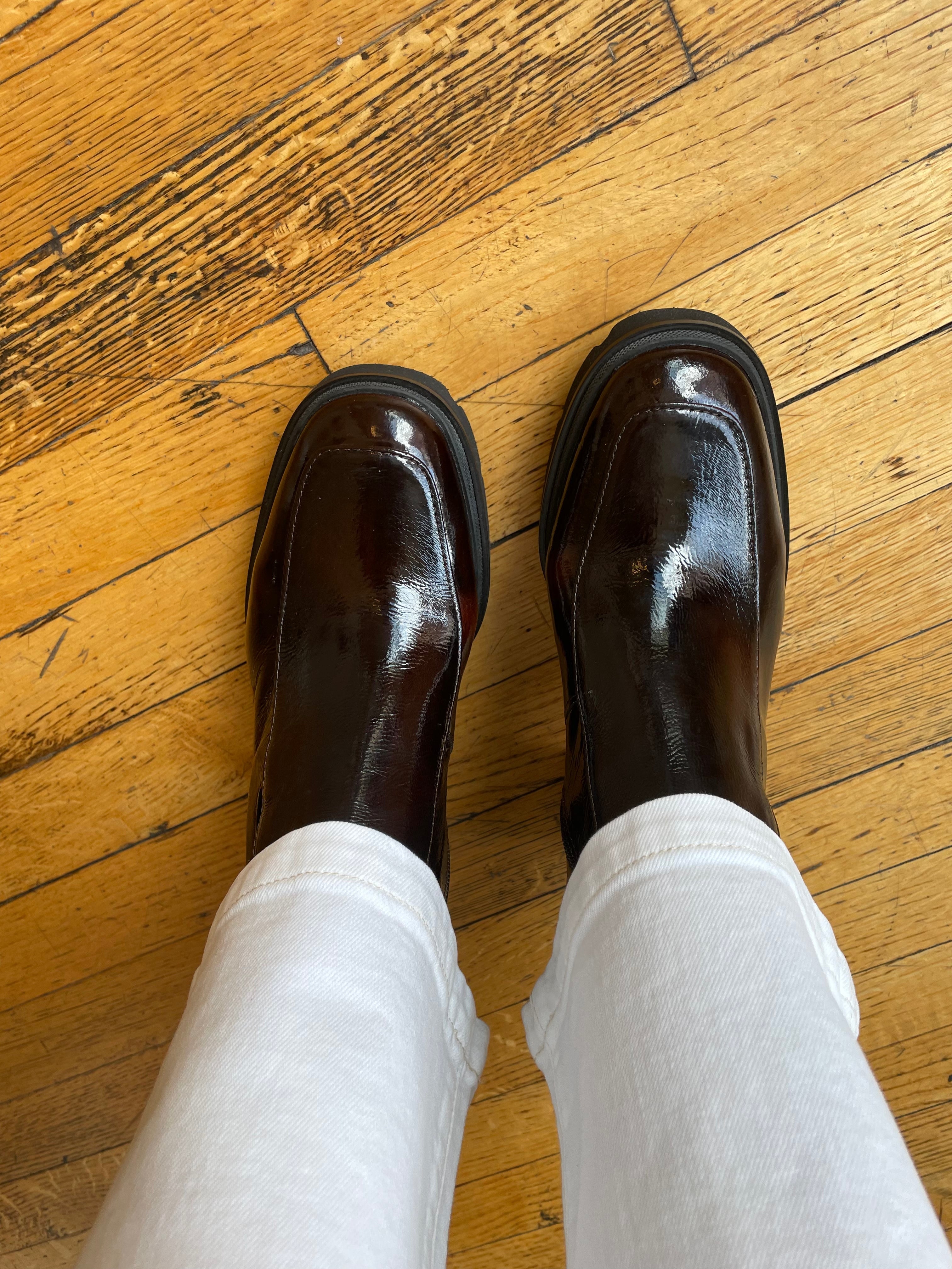 SHARON Patent Brown Ankle Boots