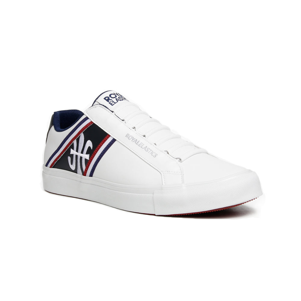 Men's Cruiser White Blue Microfiber Low Tops 00881-051