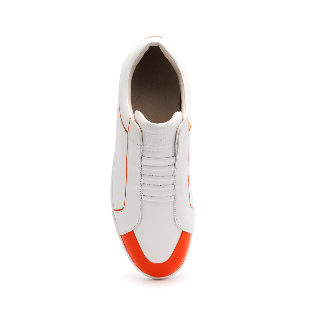 Men's Duke White Orange Leather Sneakers 05291-100