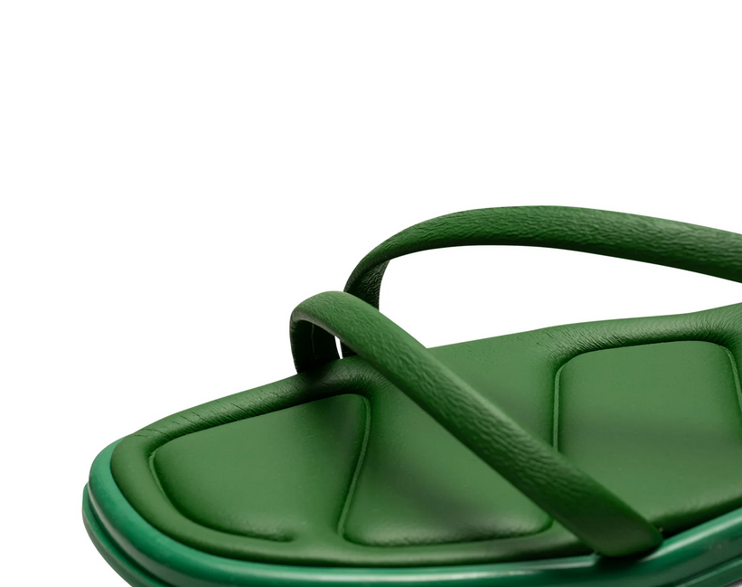 SELENA Strappy Green Flat Sandals