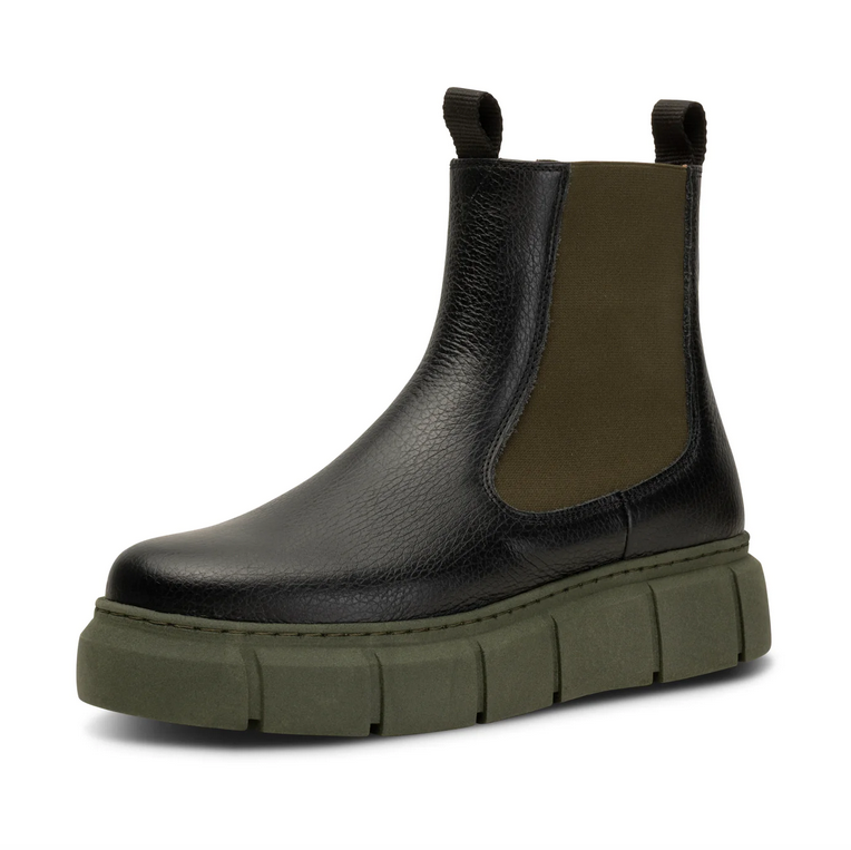 TOVE Black & Khaki Chelsea Boots