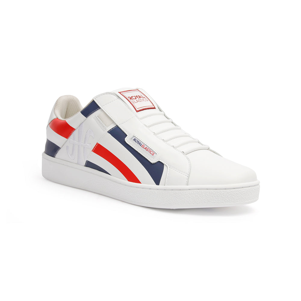 Women's Icon Cross White Blue Red Leather Sneakers 92993-150