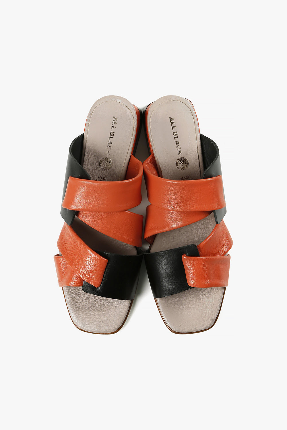 INSERT BAND SANDAL Orange & Black Leather