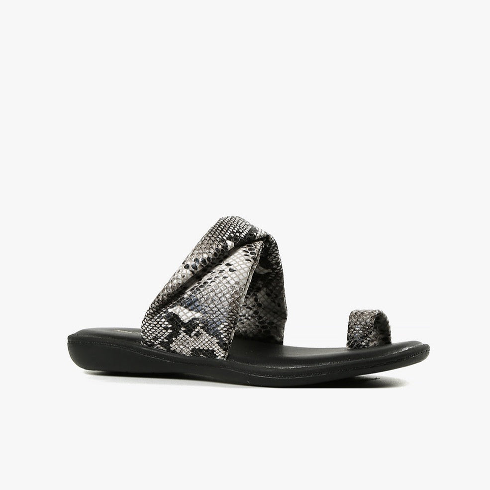 SOSOFT WRAP Python Leather Sandal