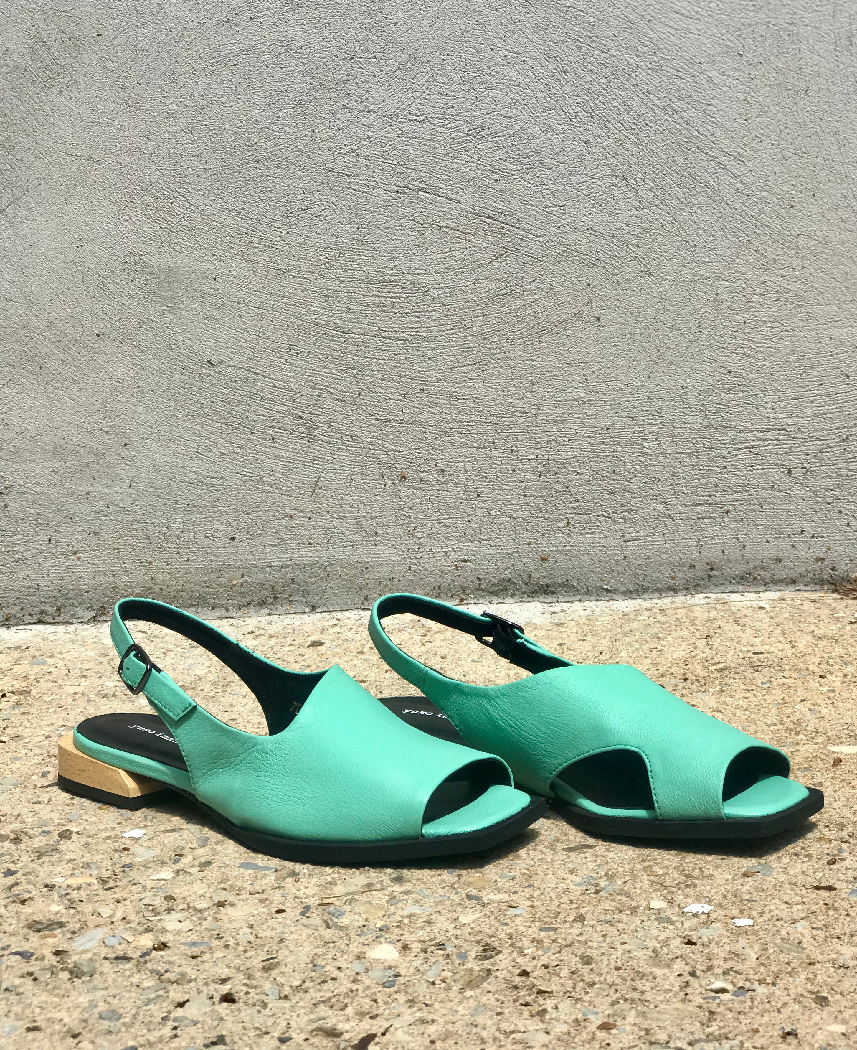 HAKO - Classic Flat Sandal in Teal Leather