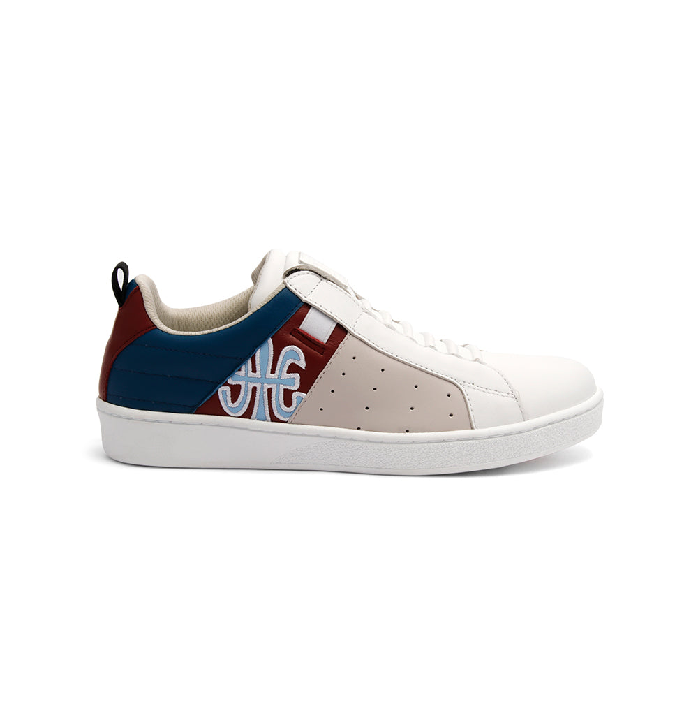 Men's Icon Manhood White Blue Maroon Leather Sneakers 02091-815