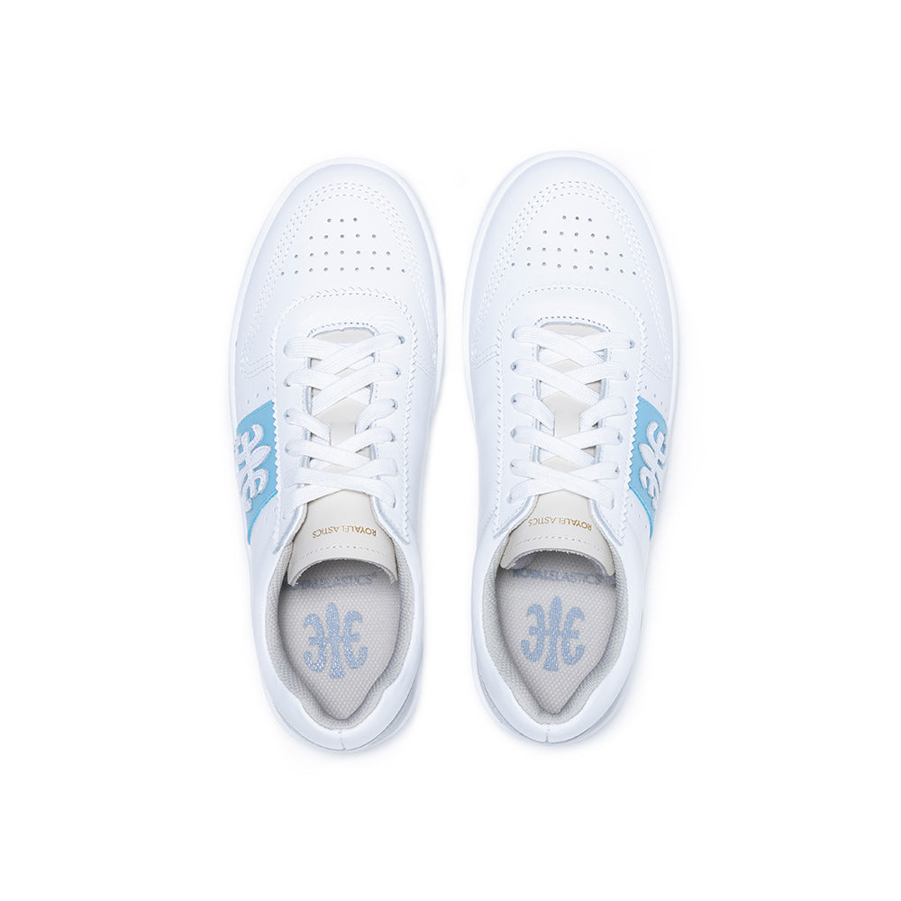 Women's Dreamer White Blue Logo Leather Sneakers 98121-015