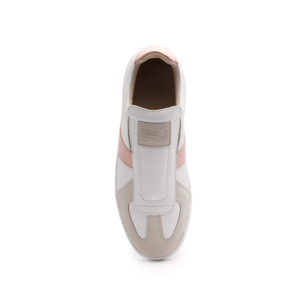 Women's Smooth White Pink Leather Low Tops 91591-010