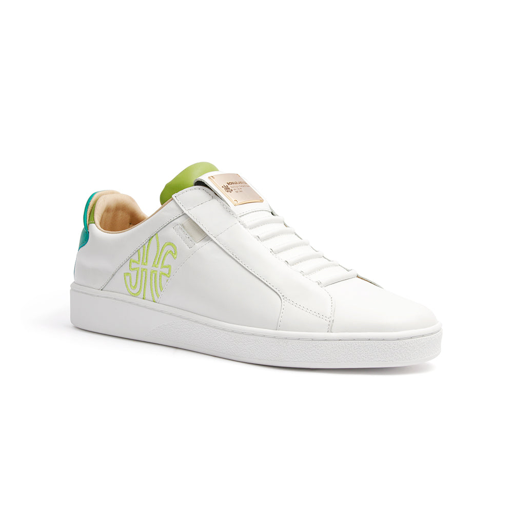 Men's Icon SBI White Green Leather Sneakers 02593-004