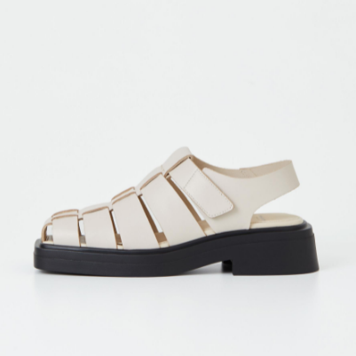 EYRA Off White Leather Woven Sandal
