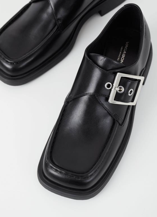 JACLYN Black Buckle Loafers